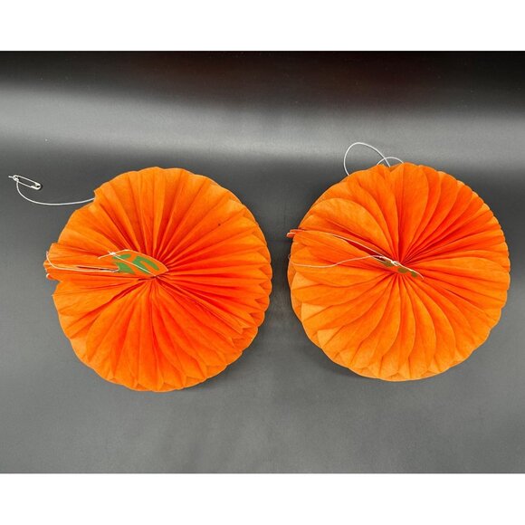 Vintage Beistle Halloween Pumpkins Honeycomb Tissue Paper Centerpieces USA Retro - Picture 2 of 10